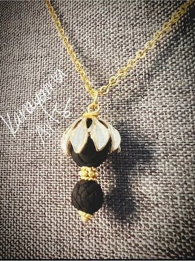 Repurposed Antique Pressed Flower Victorian Mourning Bead Necklace